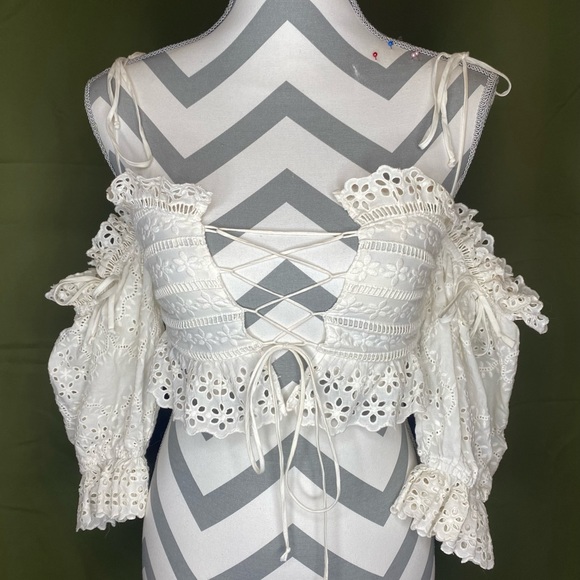 For Love and Lemons Anabelle Eyelet Crop Top - Picture 4 of 7